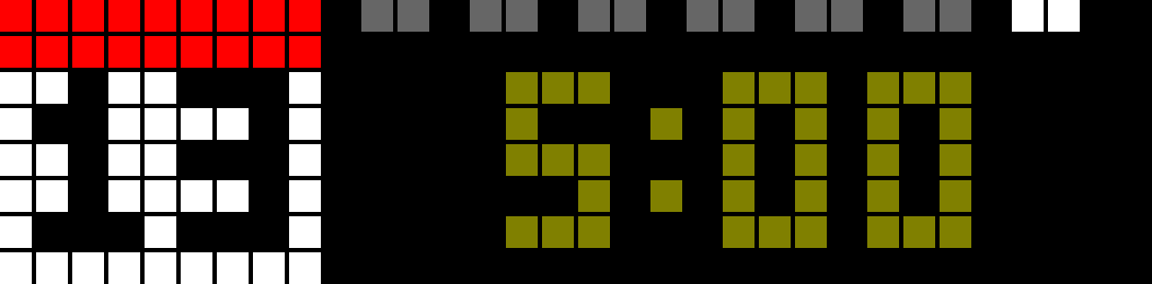 GIF of the Ulanzi AWTRIX time display after customization. It shows that it is Sunday the 13th of the month at 5:00.