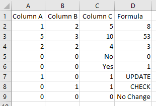 Example Screenshot Example photo/snip of rendered formulas in Excel